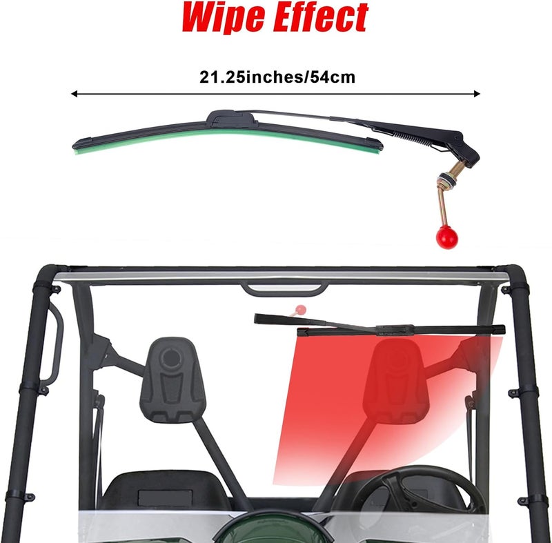 OFIG UTV Wiper Kit Hand Operated Manual Windshield Wiper Kit Compatible with Polaris Ranger RZR Can Am Maverick X3 Commander Defender Pioneer Golf Cart - Image 4